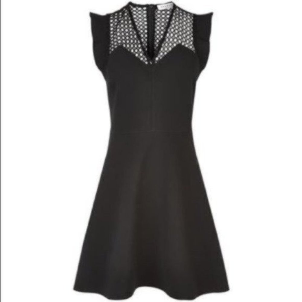 Sandro Black Ruffled Mini Dress Size Small